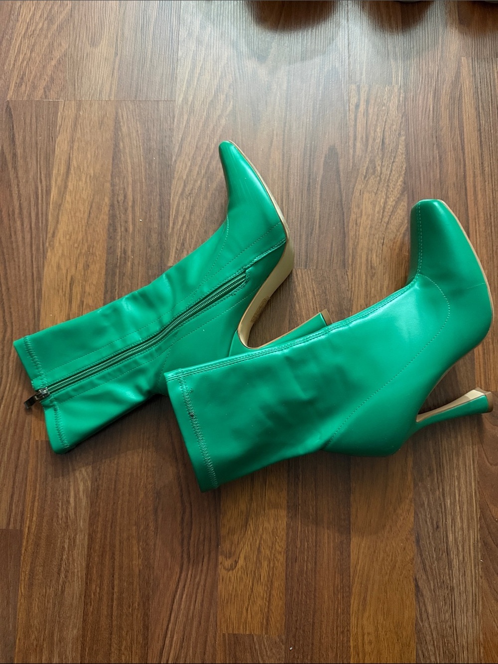 Bright Green Mid-Calf Stiletto Heeled Boots